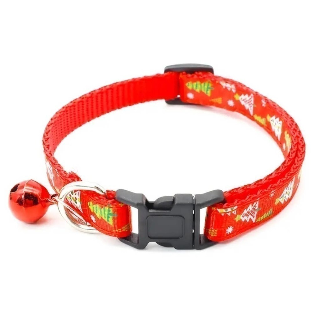 NEW Christmas Trees Pet Collar in Red with Bell (7.48" - 12.59")